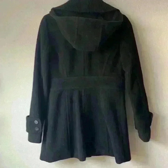 Kenneth Kole Black Wool Coat with removable Hoodie Sz 4 - Picture 5 of 12